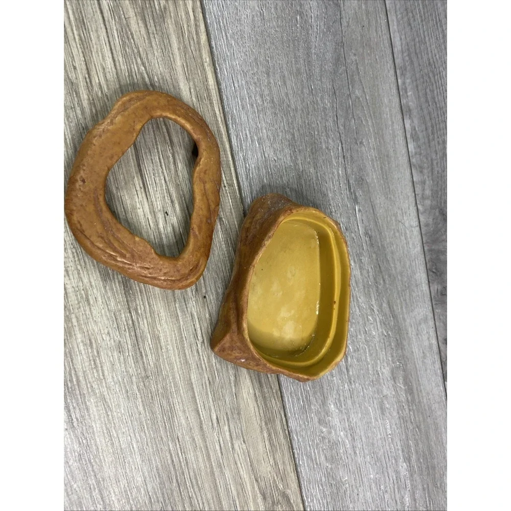 Natural Rock Style Reptile Hide and Water Dish Set Tan Brown Terrarium Decor‎